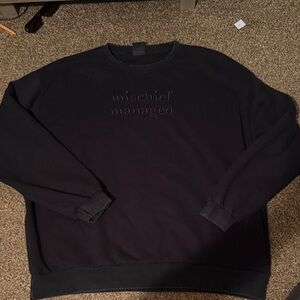 Black 'Mischief Managed' Embroidered Crewneck Sweater